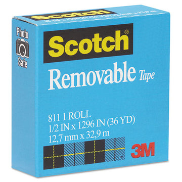 Scotch® Removable Tape, 1" Core, 0.5" X 36 Yds, Transparent freeshipping - TVN Wholesale